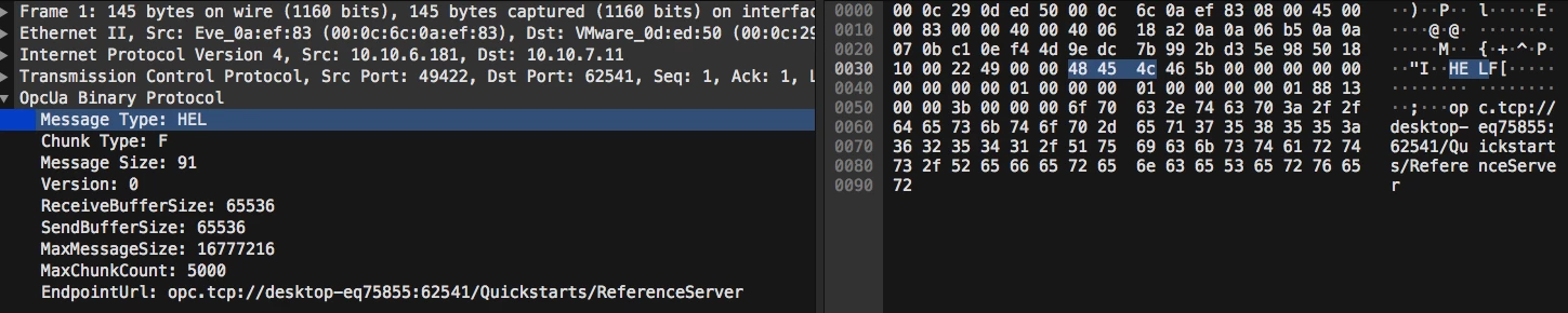 HEL message using Wireshark
