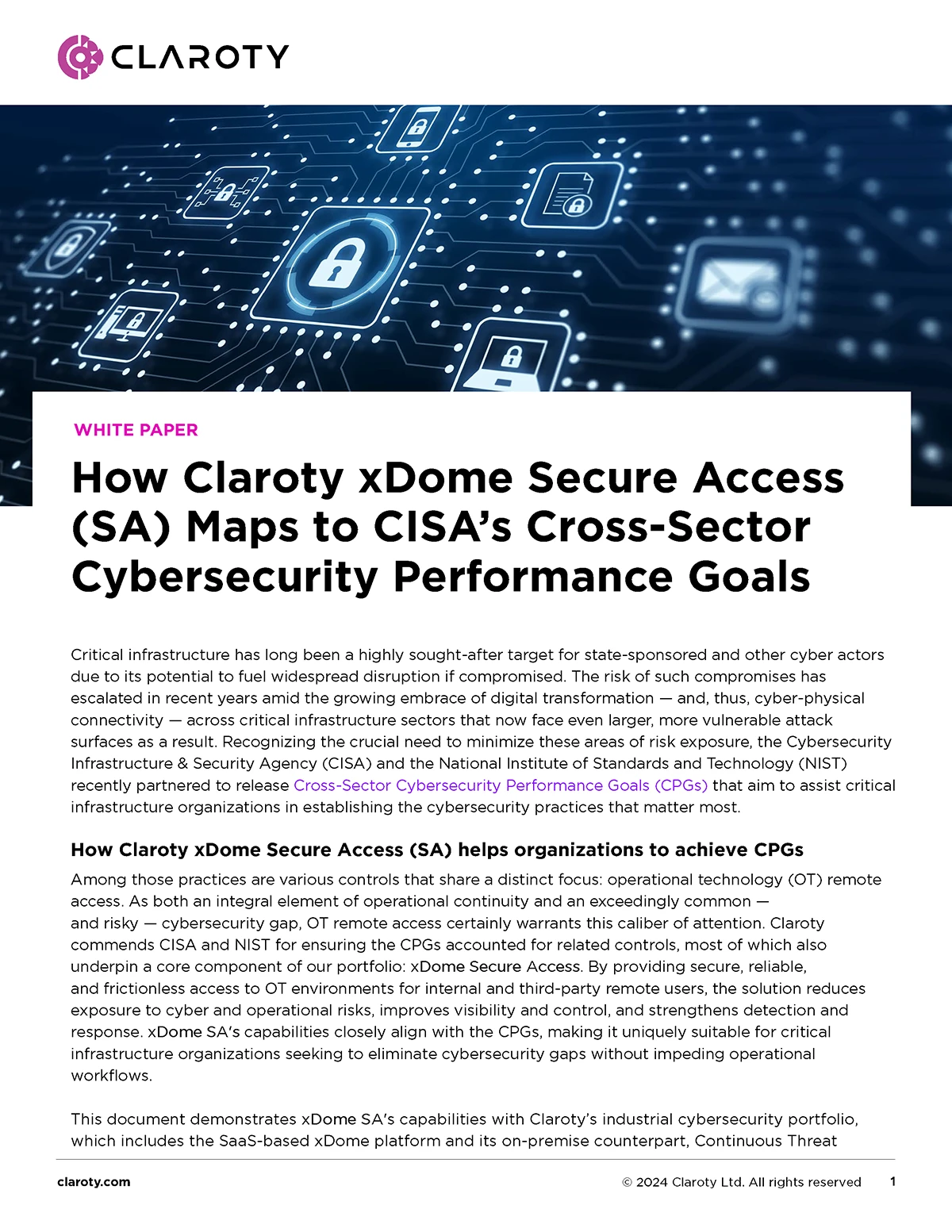 Secure Map How Claroty xDome Secure Access Maps to CISA’s Cross-Sector ...