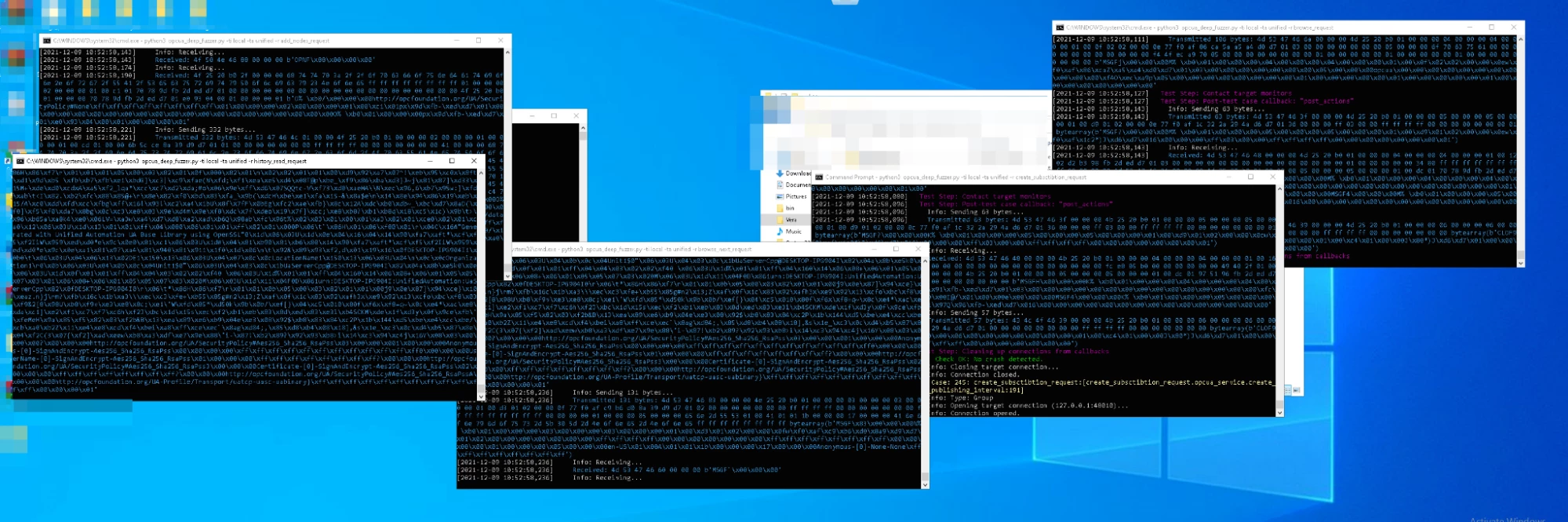 OPC-UA server fuzzed requests