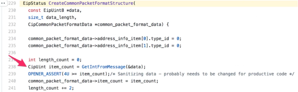CreateCommonPacketFormatStructure function