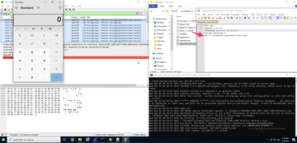 Using a malicious OpenVPN configuration