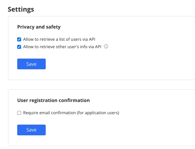 QuickBlox user privacy settings