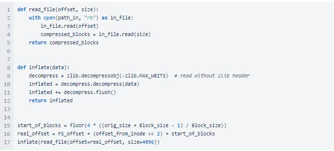 code snippet def read