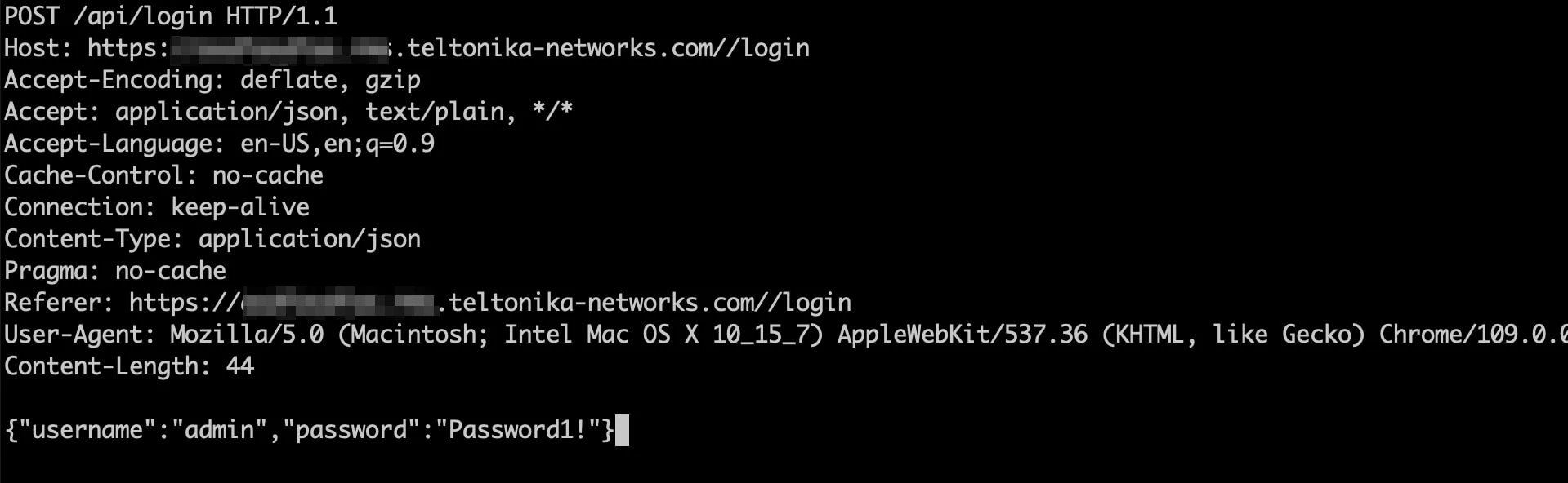 Teltonika’s WebUI Login Request