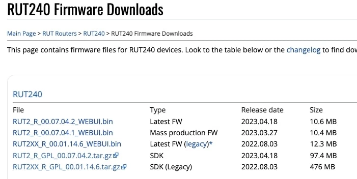 Teltonika RUT240 router firmware